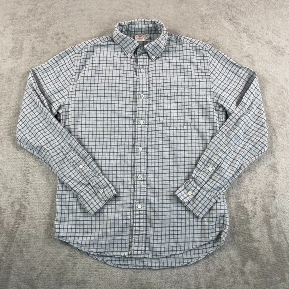 Faherty‎ Brand Flannel Shirt in Grey Windowpane Men Small Long Sleeve NWOT